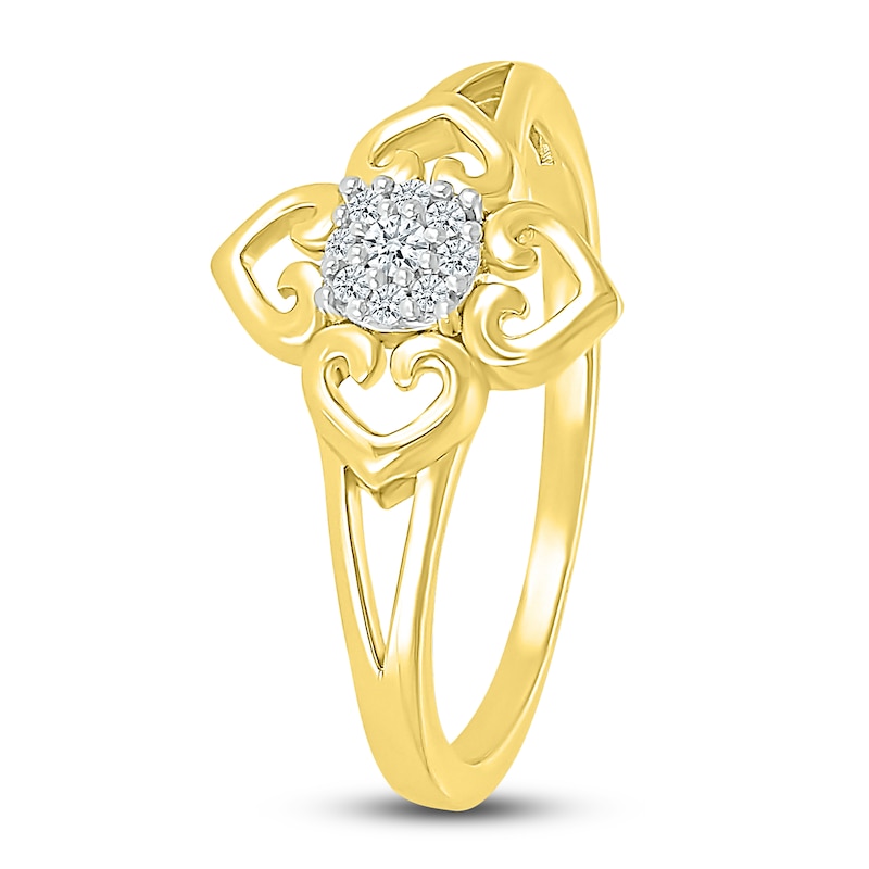 Main Image 4 of Diamond Flower Ring 1/20 carat tw 10K Yellow Gold