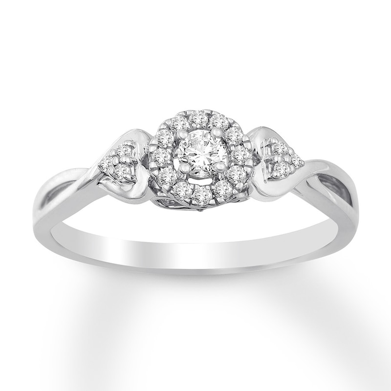 Main Image 1 of Diamond & Natural Pink Sapphire Promise Ring 1/5 ct tw Sterling Silver