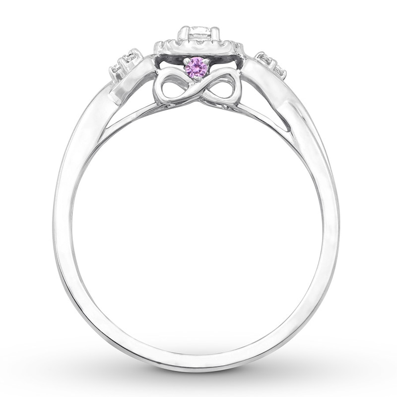 Main Image 2 of Diamond & Natural Pink Sapphire Promise Ring 1/5 ct tw Sterling Silver