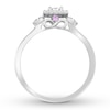 Thumbnail Image 2 of Diamond & Natural Pink Sapphire Promise Ring 1/6 carat tw Round 10K White Gold
