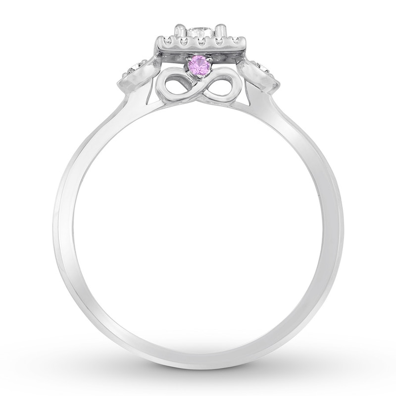 Main Image 2 of Diamond & Natural Pink Sapphire Promise Ring 1/6 carat tw Round 10K White Gold
