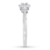 Thumbnail Image 3 of Diamond & Natural Pink Sapphire Promise Ring 1/6 carat tw Round 10K White Gold