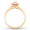Thumbnail Image 1 of Diamond & Natural Pink Sapphire Promise Ring 1/4 carat tw Round 10K Yellow Gold