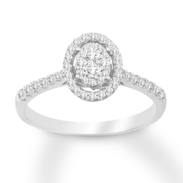 Diamond & Natural Pink Sapphire Promise Ring 1/3 carat tw Round 10K White Gold
