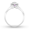 Thumbnail Image 2 of Diamond & Natural Pink Sapphire Promise Ring 1/3 carat tw Round 10K White Gold