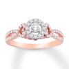 Thumbnail Image 1 of Diamond & Natural Pink Sapphire Promise Ring 1/2 carat tw Round 10K Rose Gold