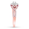 Thumbnail Image 3 of Diamond & Natural Pink Sapphire Promise Ring 1/2 carat tw Round 10K Rose Gold