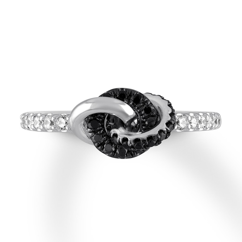 Black and white diamond knot ring eugene ruffolo