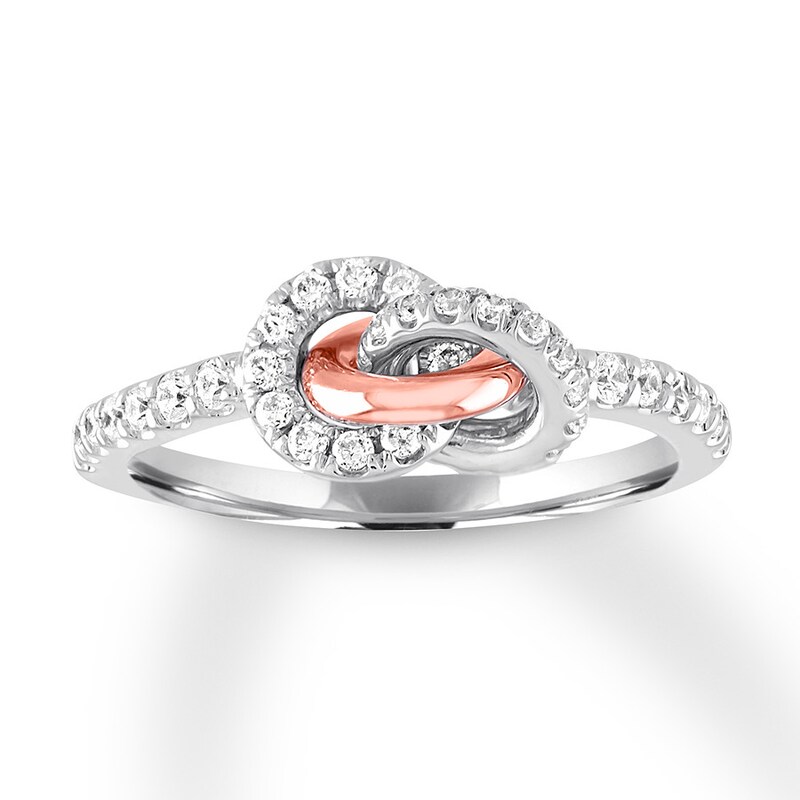Main Image 1 of Diamond Knot Ring 3/8 ct tw Round 10K Two-Tone Gold