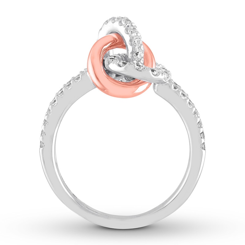 Main Image 2 of Diamond Knot Ring 3/8 ct tw Round 10K Two-Tone Gold
