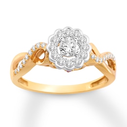 Diamond Promise Ring 3/8 carat tw Round 10K Two-Tone Gold