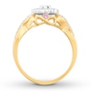Thumbnail Image 2 of Diamond & Natural Pink Sapphire Promise Ring 3/8 carat tw Round 10K Two-Tone Gold