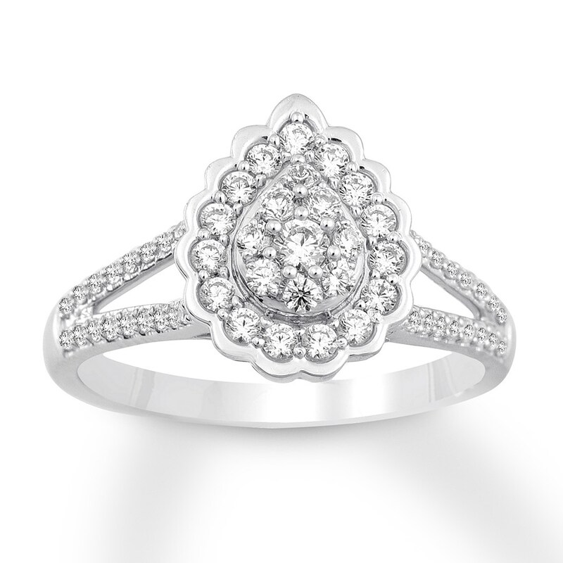 Diamond Promise Ring 1/2 carat tw Round 10K White Gold