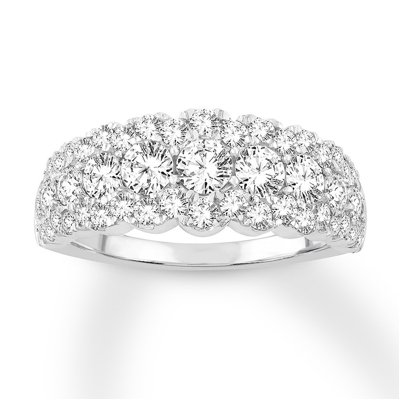Diamond Anniversary Ring 2 carats tw Round 14K White Gold with 360