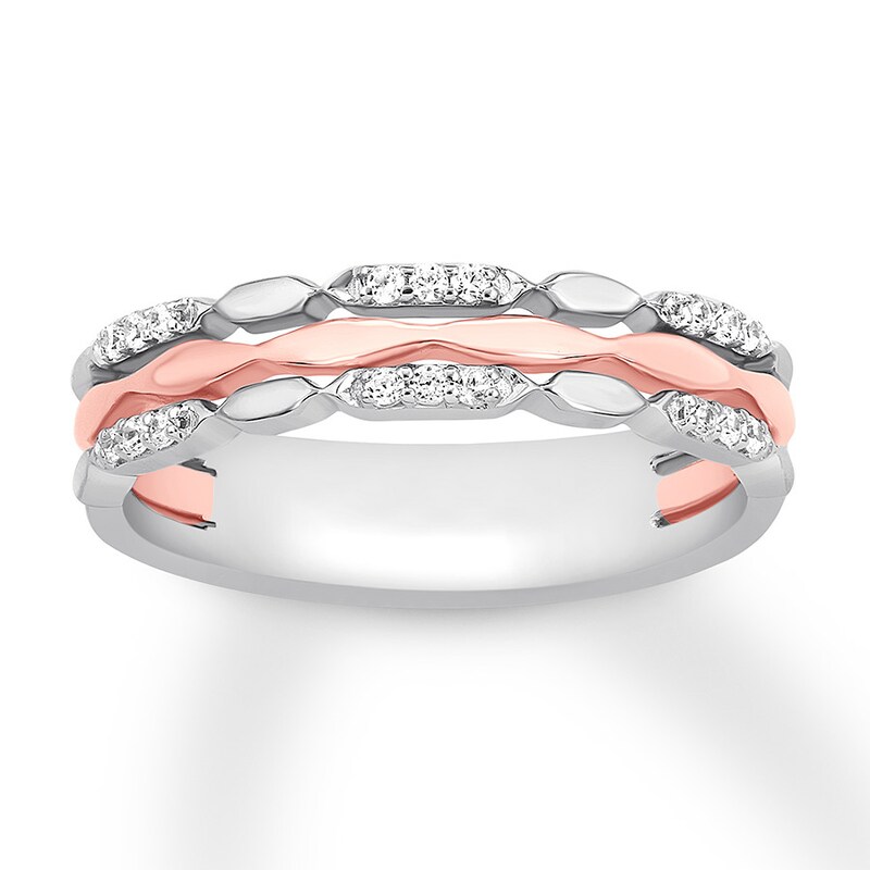 Diamond Anniversary Ring 1/10 carat tw Round 10K Two-Tone Gold