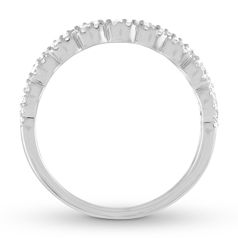 Diamond Anniversary Ring 3/4 ct tw Baguette/Round 14K White Gold