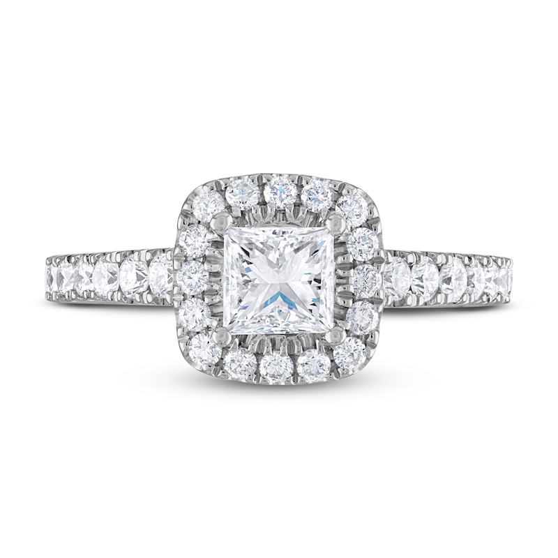 Vera Wang WISH Diamond Engagement Ring 1-1/2 ct tw Princess/Round 14K White Gold