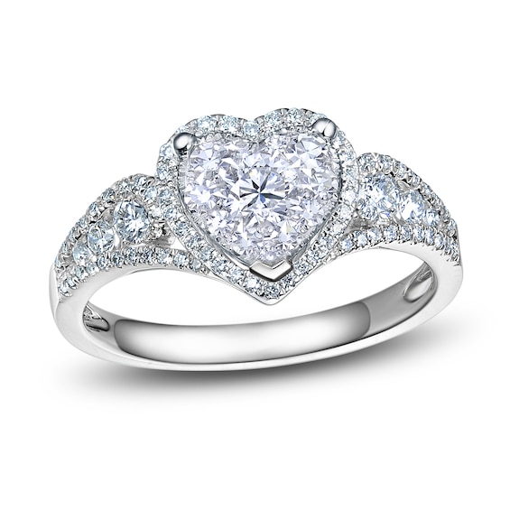 Diamond Heart Ring 3/4 Carat tw 14K White Gold | Jared