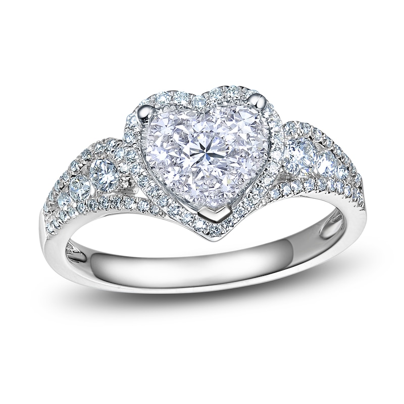 Diamond Heart Ring 3/4 Carat tw 14K White Gold