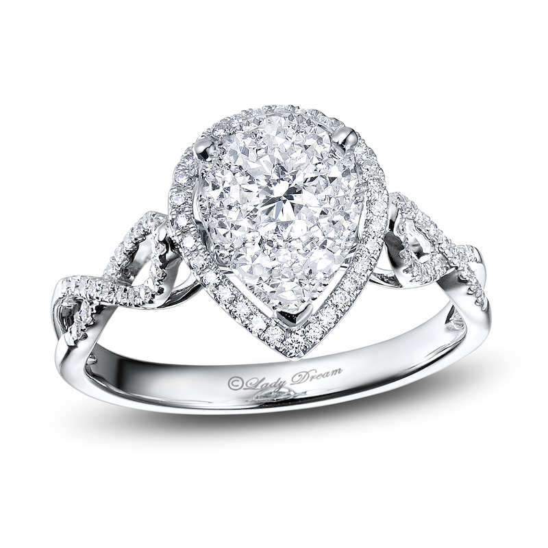 Main Image 1 of Diamond Pear-Shaped Ring 1/2 Carat tw Round 14KW Gold