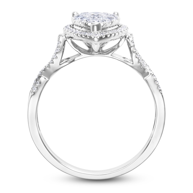 Main Image 2 of Diamond Pear-Shaped Ring 1/2 Carat tw Round 14KW Gold