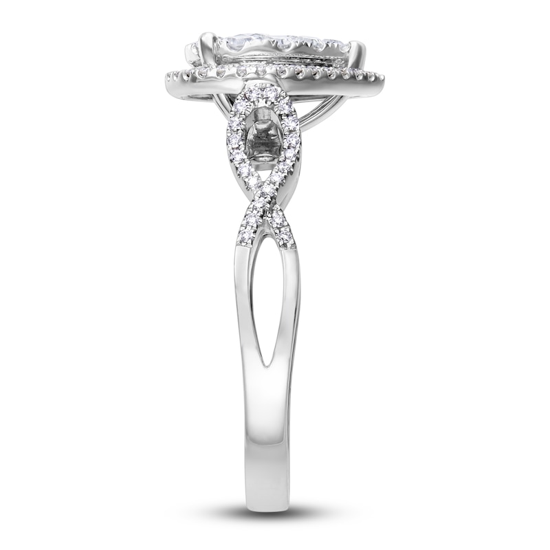 Main Image 3 of Diamond Pear-Shaped Ring 1/2 Carat tw Round 14KW Gold