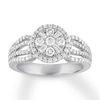 Thumbnail Image 0 of Round/Baguette Diamond Ring 3/4 Carat tw 10K White Gold