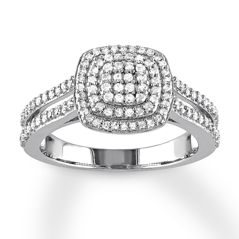 Main Image 1 of Diamond Ring 1/2 ct tw Round Sterling Silver