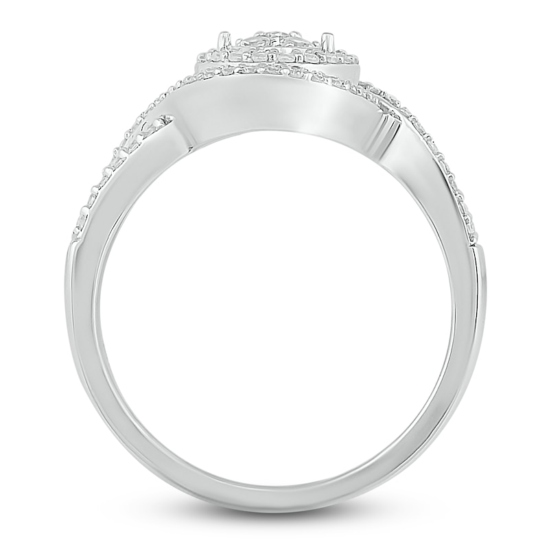 Main Image 3 of Diamond Teardrop Ring 1/2 ct tw Round  Sterling Silver