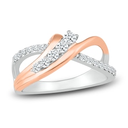 Diamond Ring 1/3 ct tw Round Sterling Silver/10K Rose Gold