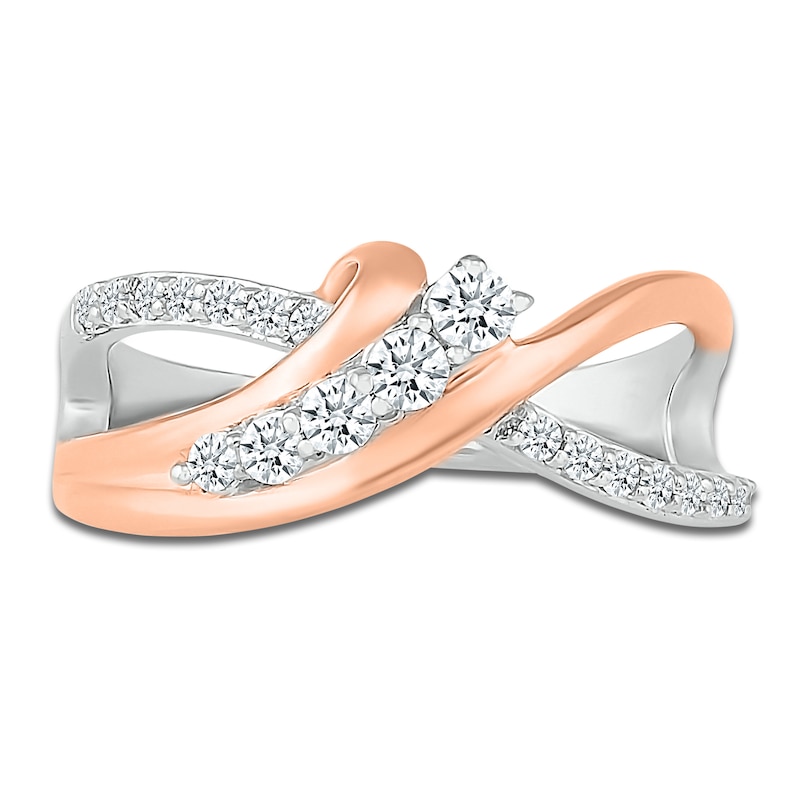 Diamond Ring 1/3 ct tw Round Sterling Silver/10K Rose Gold