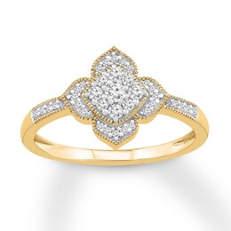 Diamond Floral Ring 1/5 ct tw Round 10K Yellow Gold