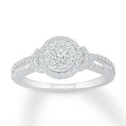 Diamond Ring 1/2 ct tw Round Sterling Silver