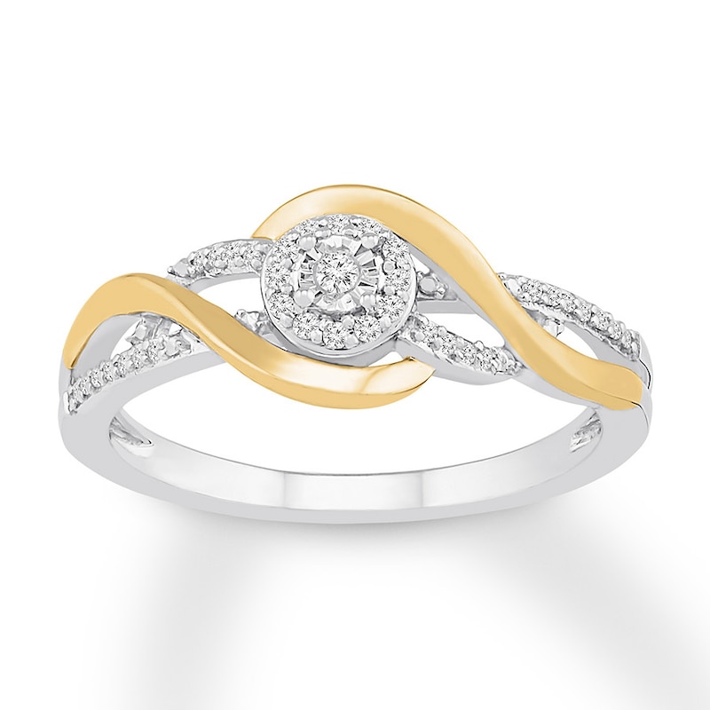 Diamond Ring 1/8 ct tw Round Sterling Silver/10K Yellow Gold