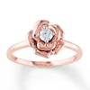 Diamond Flower Ring 1/8 Carat Round 10K Rose Gold