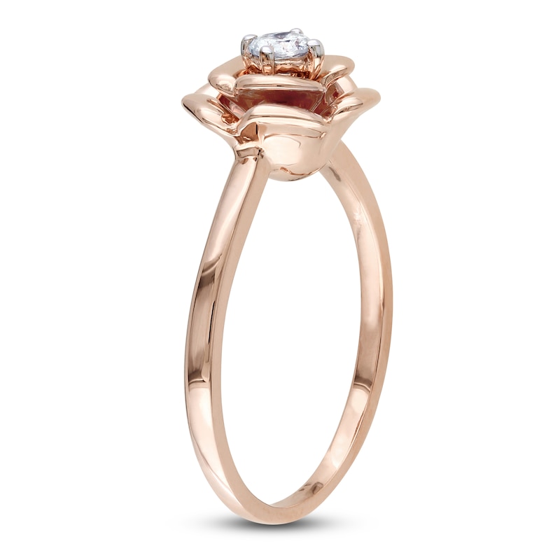 Diamond Flower Ring 1/8 Carat Round 10K Rose Gold