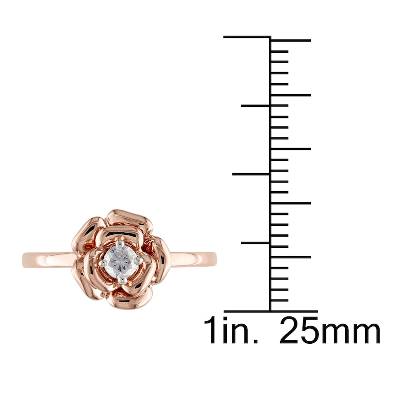 Main Image 3 of Diamond Flower Ring 1/8 Carat Round 10K Rose Gold