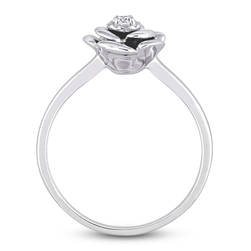 Diamond Flower Ring 1/20 Carat Round Sterling Silver
