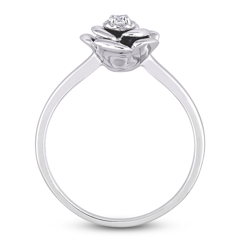 Main Image 3 of Diamond Flower Ring 1/20 Carat Round Sterling Silver