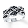 Black Diamond Ring 1/4 ct tw Round Sterling Silver