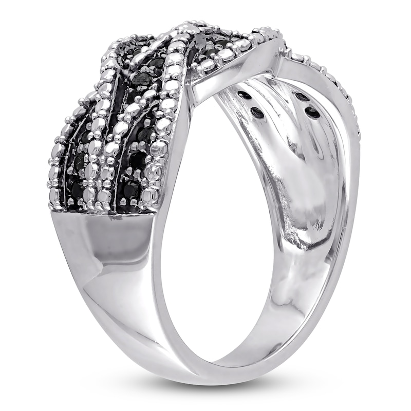 Main Image 2 of Black Diamond Ring 1/4 ct tw Round Sterling Silver