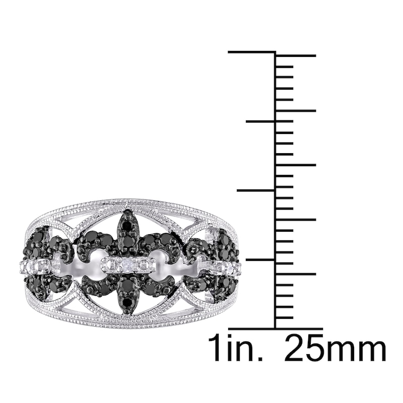 Main Image 3 of Black/White Diamond Ring 1/4 ct tw Round Sterling Silver