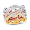 Thumbnail Image 0 of Diamond Leaf Ring 2 ct tw Round 14K Tri-Tone Gold