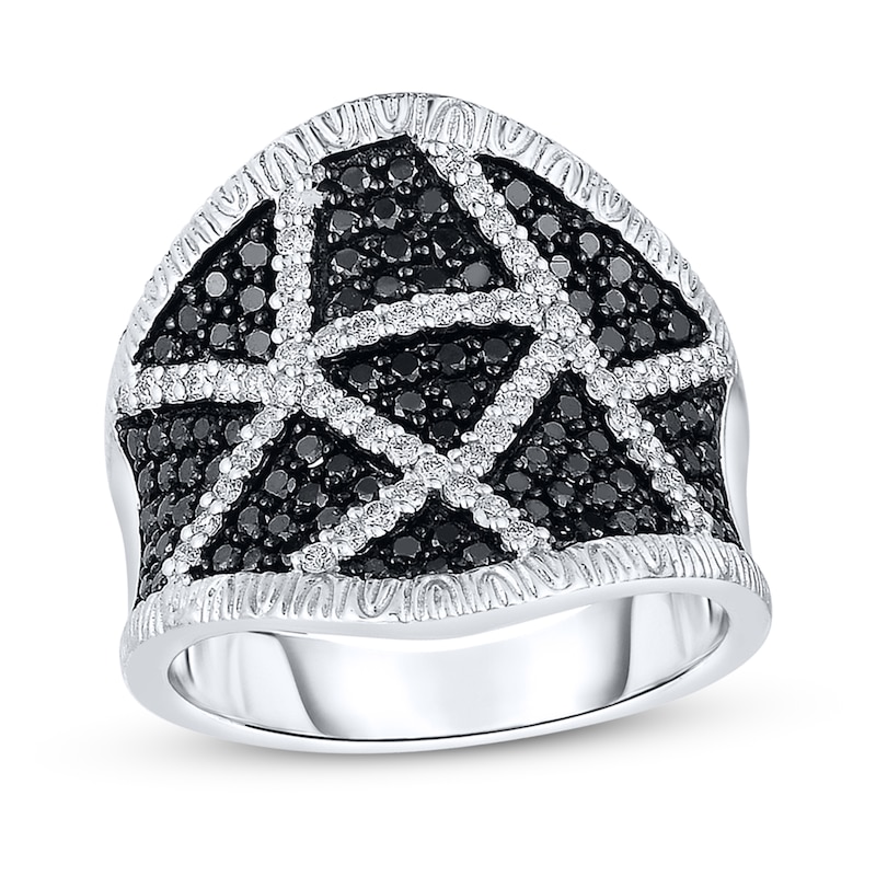 Main Image 1 of Black & White Diamonds 1 ct tw Round-cut 14K White Gold Ring