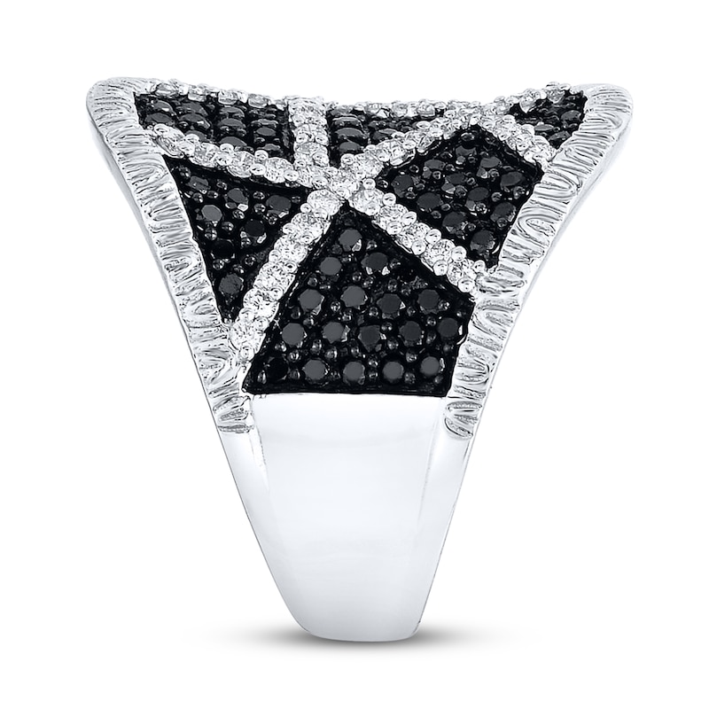 Black & White Diamonds 1 ct tw Round-cut 14K White Gold Ring