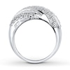 Thumbnail Image 1 of Diamond Ring 1 ct tw Round/Baguette 14K White Gold