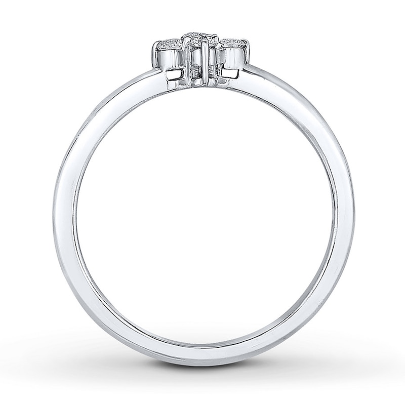 Main Image 2 of Diamond Cross Ring 1/6 ct tw Round 14K White Gold