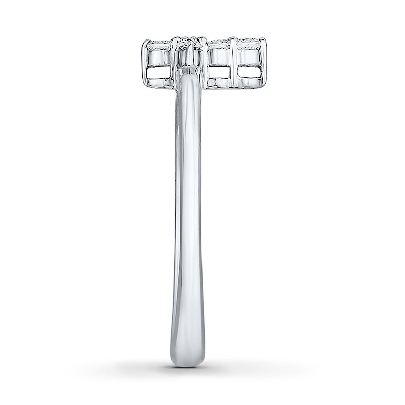 Main Image 3 of Diamond Cross Ring 1/6 ct tw Round 14K White Gold