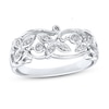 Diamond Leaf Ring 1/15 ct tw Round-cut Sterling Silver