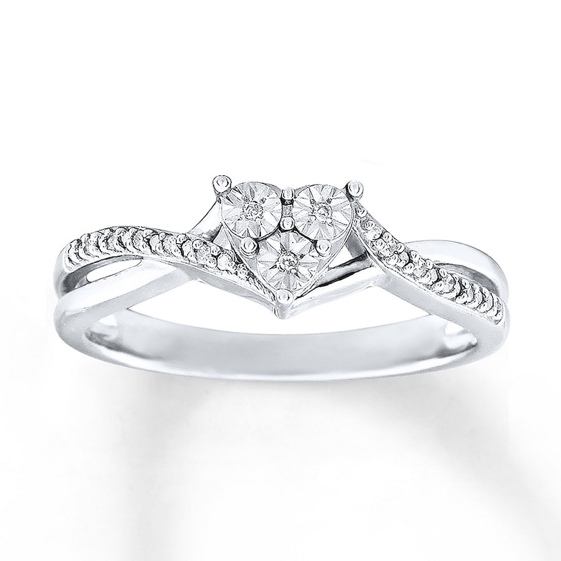 Heart Ring Diamond Accents Sterling Silver